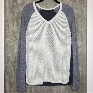 Banana Republic | Gray Color Block V-Neck Sweater